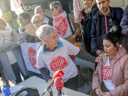 Protesta de la plataforma Stop Desahucios Euskadi, la semana pasada. 