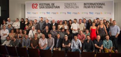 Foto de familia al finalizar el acto de presentación del 62º Zinemaldia.