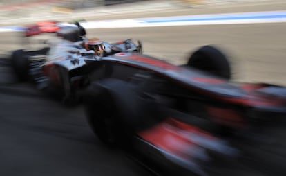 Lewis Hamilton en el Circuito de Catalunya.