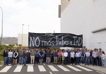 Concentración de los trabajadores de la Plataforma Solar de Almería.
