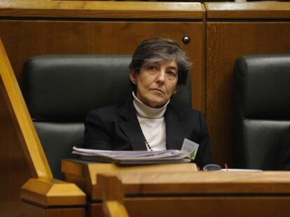 Laura Mintegi, en su escaño en el Parlamento