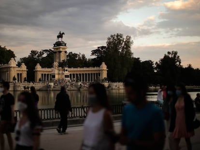 El parque del Retiro, el pasado lunes, el primer día que abrió sus puertas tras alcanzar Madrid la fase 1 de la desescalada.