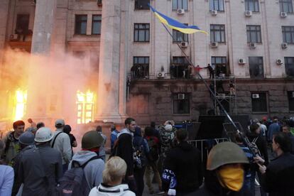 El incendio se ha producido en la sede de los sindicatos de la ciudad de Odesa (en la fotografía) debido a los enfrentamientos entre simpatizantes prorrusos y partidarios del Gobierno del Kiev.
