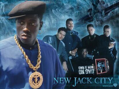 Wesley Snipes. New Jack City.
Wesley Snipes se puso encima lo mejor y más florido de la cultura negra urbana. Cadenas y otros colgantes brillaron más que nunca sobre la jungla de asfalto anunciando la nueva era dorada del 'black is beautiful'.