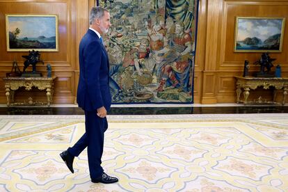 El Rey, momentos antes de recibir el martes a Pedro Sánchez dentro de su ronda de consultas.