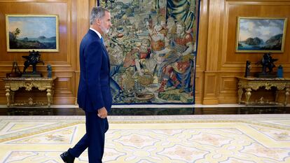 El Rey, momentos antes de recibir el martes a Pedro Sánchez dentro de su ronda de consultas.