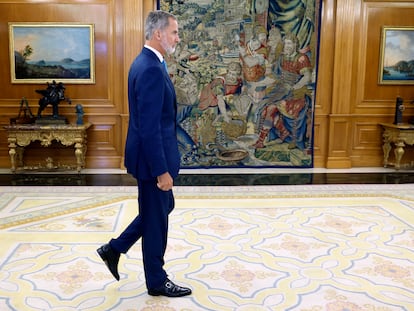 El Rey, momentos antes de recibir el martes a Pedro Sánchez dentro de su ronda de consultas.