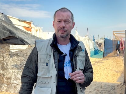 Jonathan Crickx, responsable de defensa de derechos y comunicaciones de Unicef en Palestina, el sábado en Rafah (franja de Gaza), en una foto cedida.