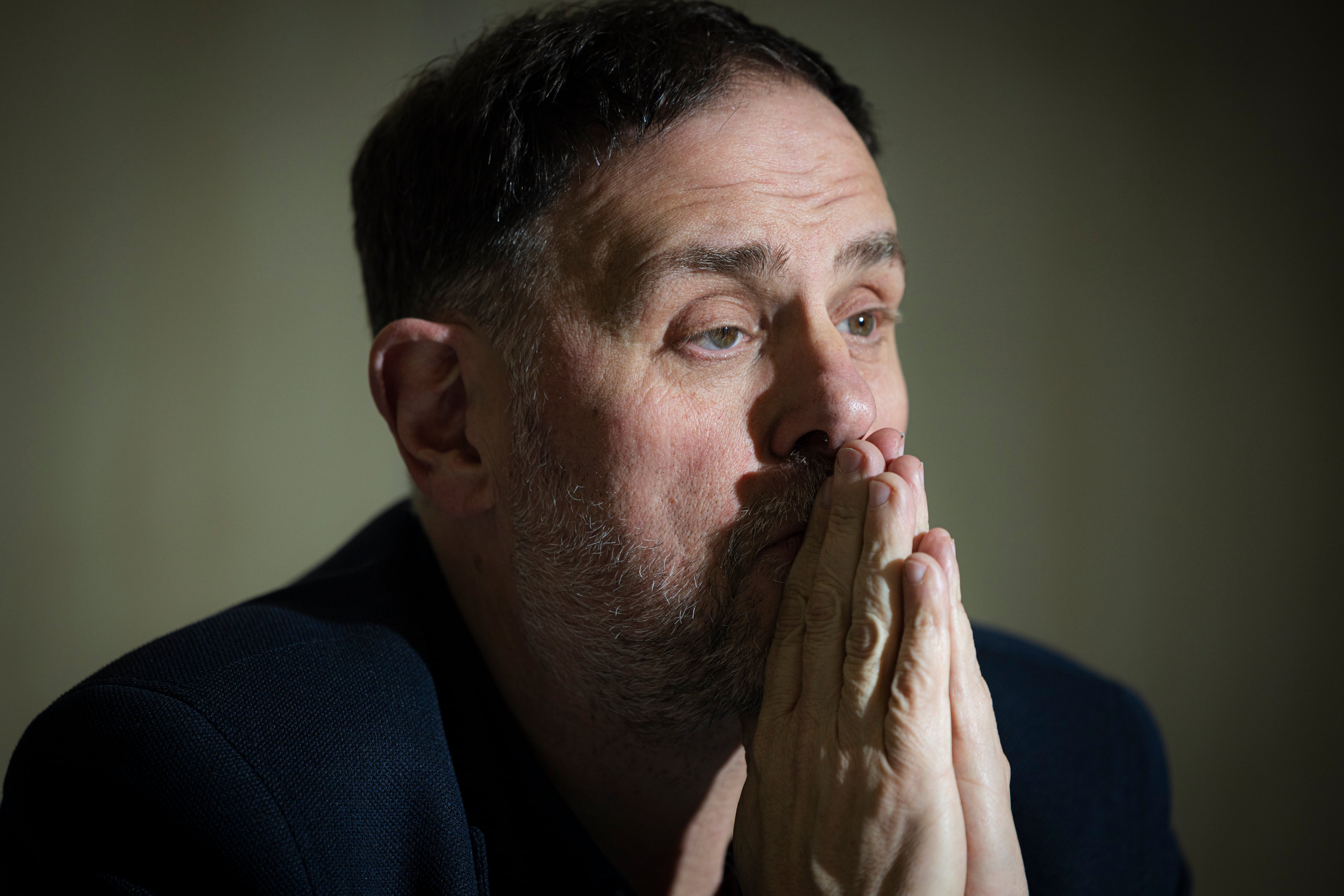 El presidente de ERC, Oriol Junqueras, durante la entrevista.