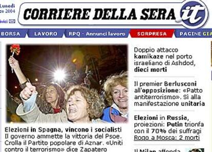 "Un voto inesperado en la víspera de las elecciones, cuando el PP estaba a la cabeza de los sondeos", describe el diario italiano <i>Corriere della Sera</i> en su web, donde también se hace mención de la influencia de los atentados y del manejo de las investigaciones policiales.