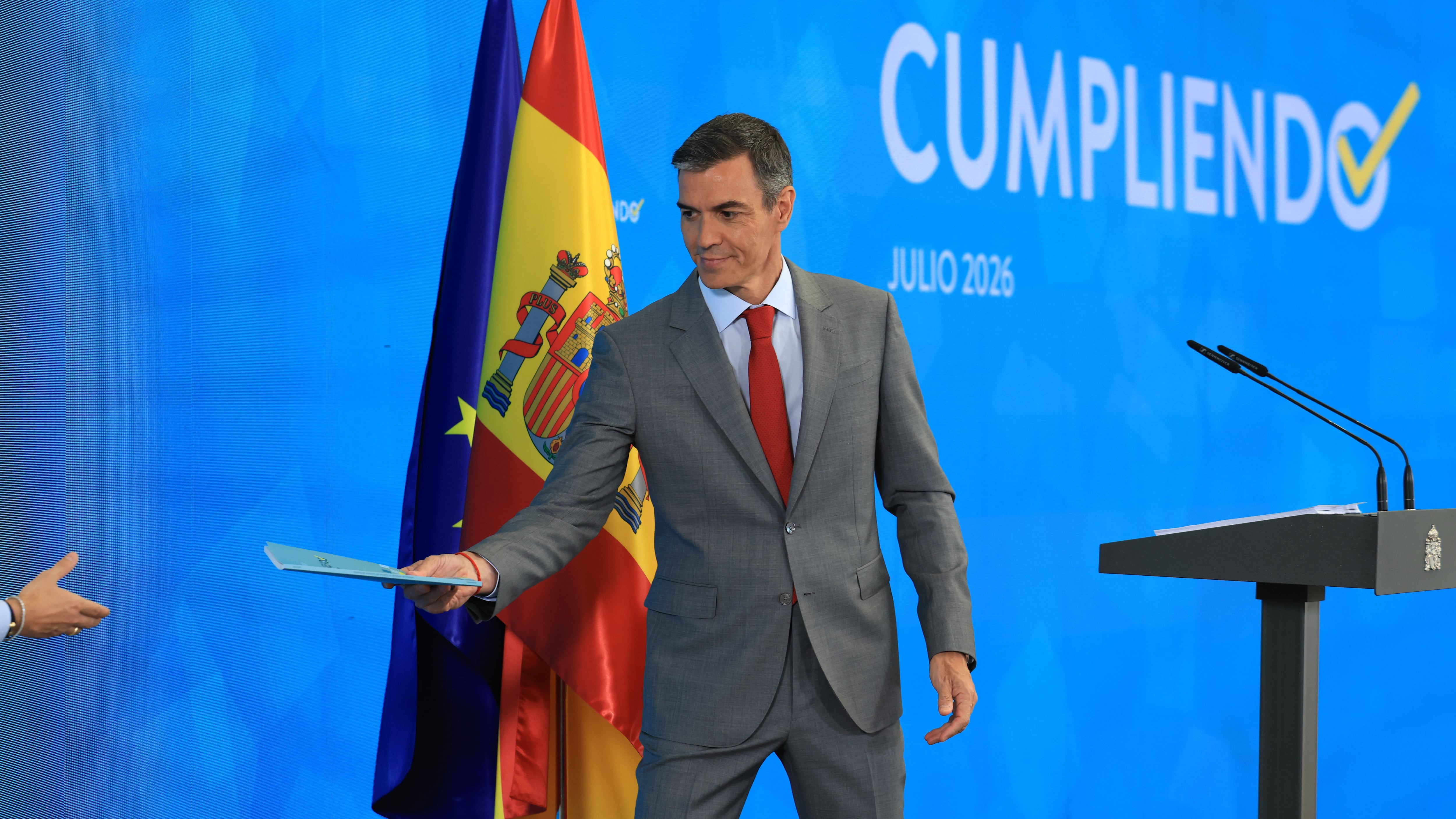 El presidente del Gobierno, Pedro Sánchez, este martes en La Moncloa. 