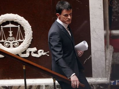 Manuel Valls, en la seva intervenció a l'Assemblea Nacional, aquest dilluns a París.