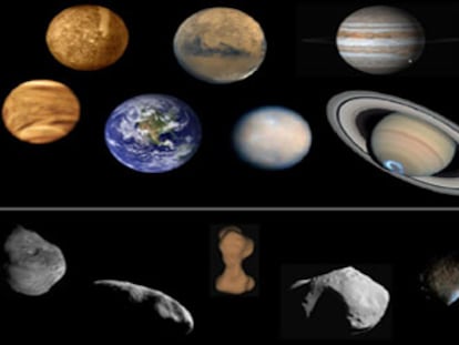 Los cuerpos celestes redondos (planetas, lunas y planetas enanos)  muestran procesos distintos de los irregulares, abajo.