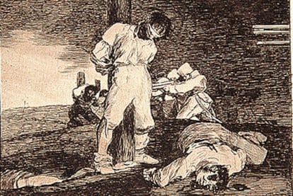 <i>Y no hay remedio</i> (realizado entre 1810 y 1815, publicado en 1863), de la serie <i>Los desastres de la guerra,</i> de Francisco de Goya.