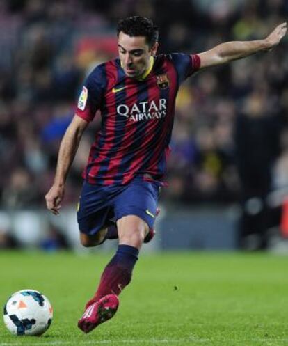 Xavi, durante el encuentro.