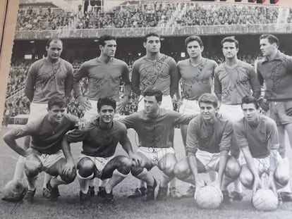 De izquierda a derecha y de arriba abajo, Ramos, Calleja Marquitos II, Egusquiza, Carvajal, Florentino; Esperanza, Llorens, Pallares, Villa y Gento II.