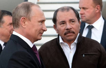 Los presidentes de Rusia, Vladimir Putin, y de Nicaragua, Daniel Ortega