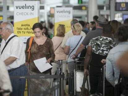 Vueling customers at Barcelona-El Prat airport.