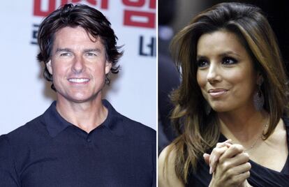 Los actores Tom Cruise y Eva Longoria.