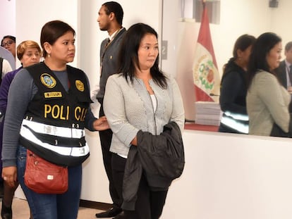 Keiko Fujimori tras ser detenida el miércoles.