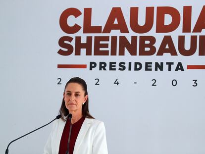 Claudia Sheinbaum ofrece una rueda de prensa este lunes en Ciudad de México.