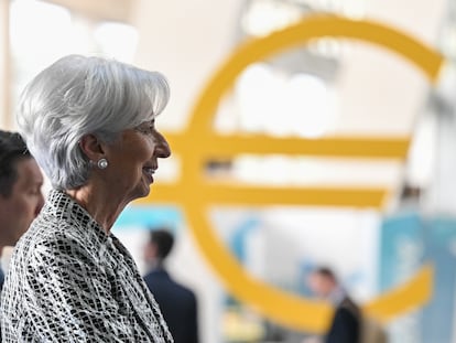 La presidenta del BCE, Christine Lagarde, en la celebración del 25 aniversario de la entidad.