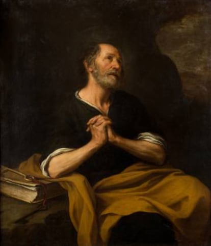 La obra 'San Pedro penitente', de Murillo, que se ha subastado en Madrid.