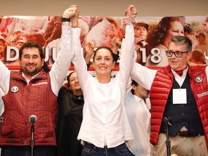 Claudia Sheinbaum celebra el triunfo electoral.