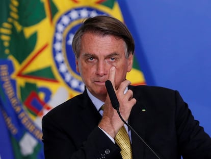 Jair Bolsonaro, presidente de Brasil, en una conferencia de prensa en Brasilia, el 29 de junio.