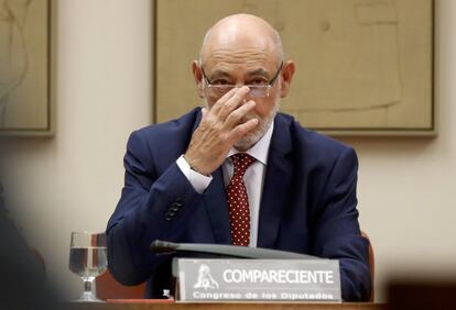Comparecencia de José Manuel Maza en la comisión de Justicia del Congreso de los Diputados, en mayo de 2017.