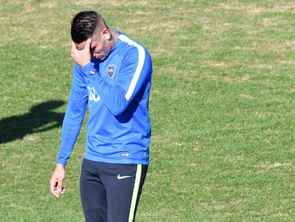 Ricardo Centuri&oacute;n en un entrenamiento de Boca.