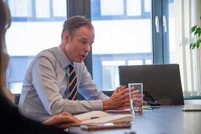 Fredrik Persson, presidente de Business Europe, durante la entrevista.