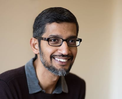 Sundar Pichai, consejero delegado de Google, durante la entrevista en la sede de la empresa en Mountain View (California).