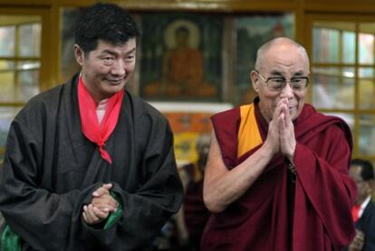 Los dos líderes tibetanos, en un momento de la celebración en Dharamsala
