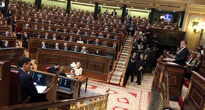 El presidente del Gobierno en funciones, Mariano Rajoy, durante su intervención en el Congreso de los Diputados.