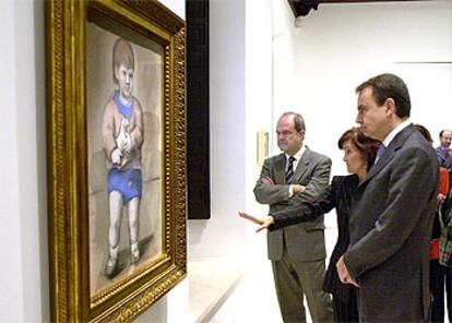 José Luis Rodríguez Zapatero y Manuel Chaves, en su visita, ayer, al Museo Picasso de Málaga.