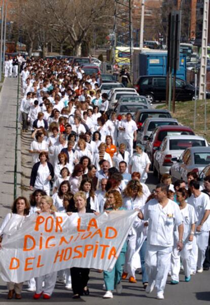 Manifestación de los trabajadores hoy en Leganés.