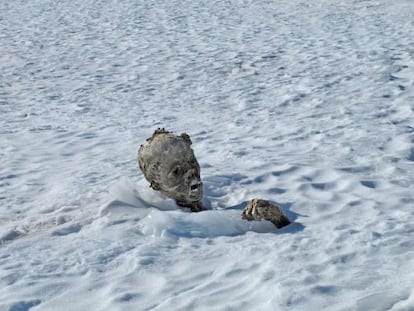 Foto da múmia encontrada no Pico de Orizaba, feita por Israel Ángel Mijangos.