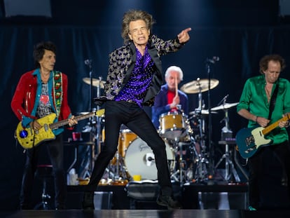 Ronnie Woods, Mick Jagger, Charlie Watts y Keith Richards, durante un concierto en Houston, Texas, el 27 de julio de 2019.