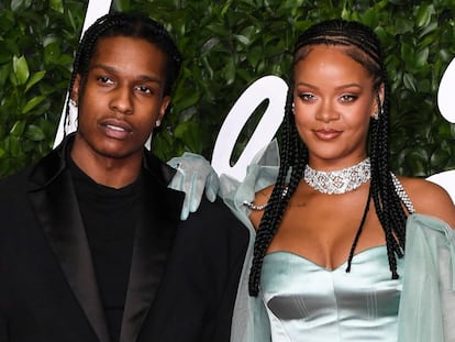 ASAP Rocky y Rihanna, en los premios de la moda británica, en diciembre de 2019.