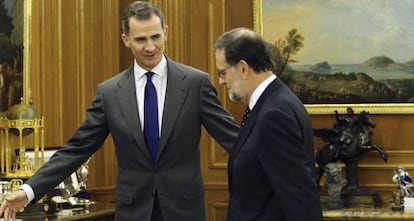 El Rey recibía a Mariano Rajoy en el palacio de la Zarzuela, el 22 de enero de 2016.