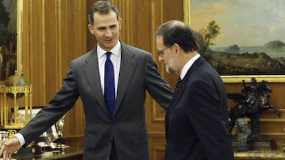 El Rey recibía a Mariano Rajoy en el palacio de la Zarzuela, el 22 de enero de 2016.