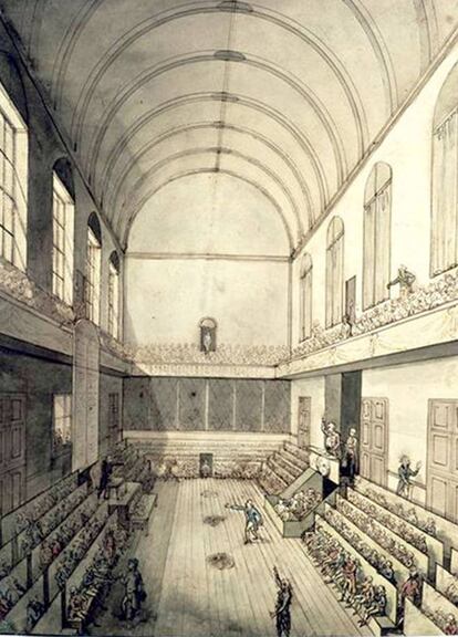 La sala del Manège, donde se reunió el poder legislativo durante los años de la Revolución Francesa.