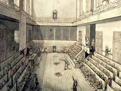 La sala del Manège, donde se reunió el poder legislativo durante los años de la Revolución Francesa.