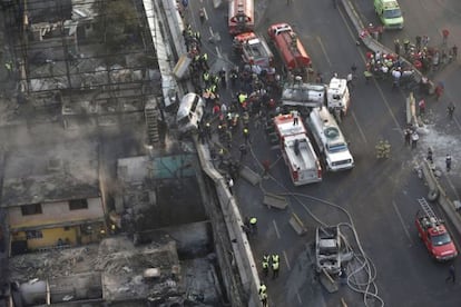 Vista aérea de la zona más afectada por la explosión en Ecatepec