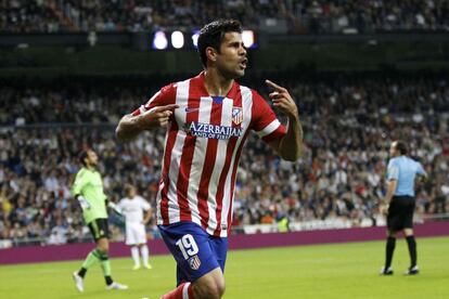 Diego Costa celebra un gol en el Real Madrid 0 - Atltico 1 de la presente temporada.