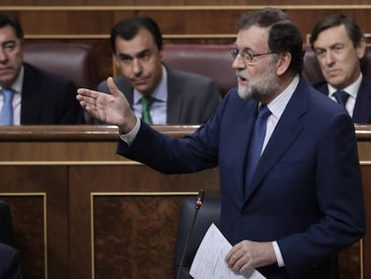 Mariano Rajoy, durante su intervenci&oacute;n en el pleno. 