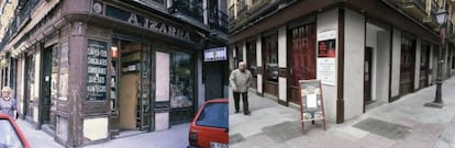 The façade at 27 Monteléon street, before (left) and after (right) its modification.