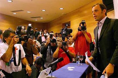 Rosell antes de comenzar la rueda de prensa.