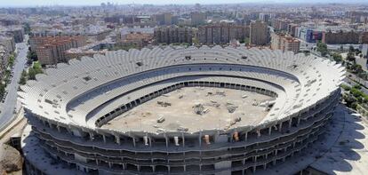 Las obras del nuevo estadio del Mestalla están paradas desde el año 2009.